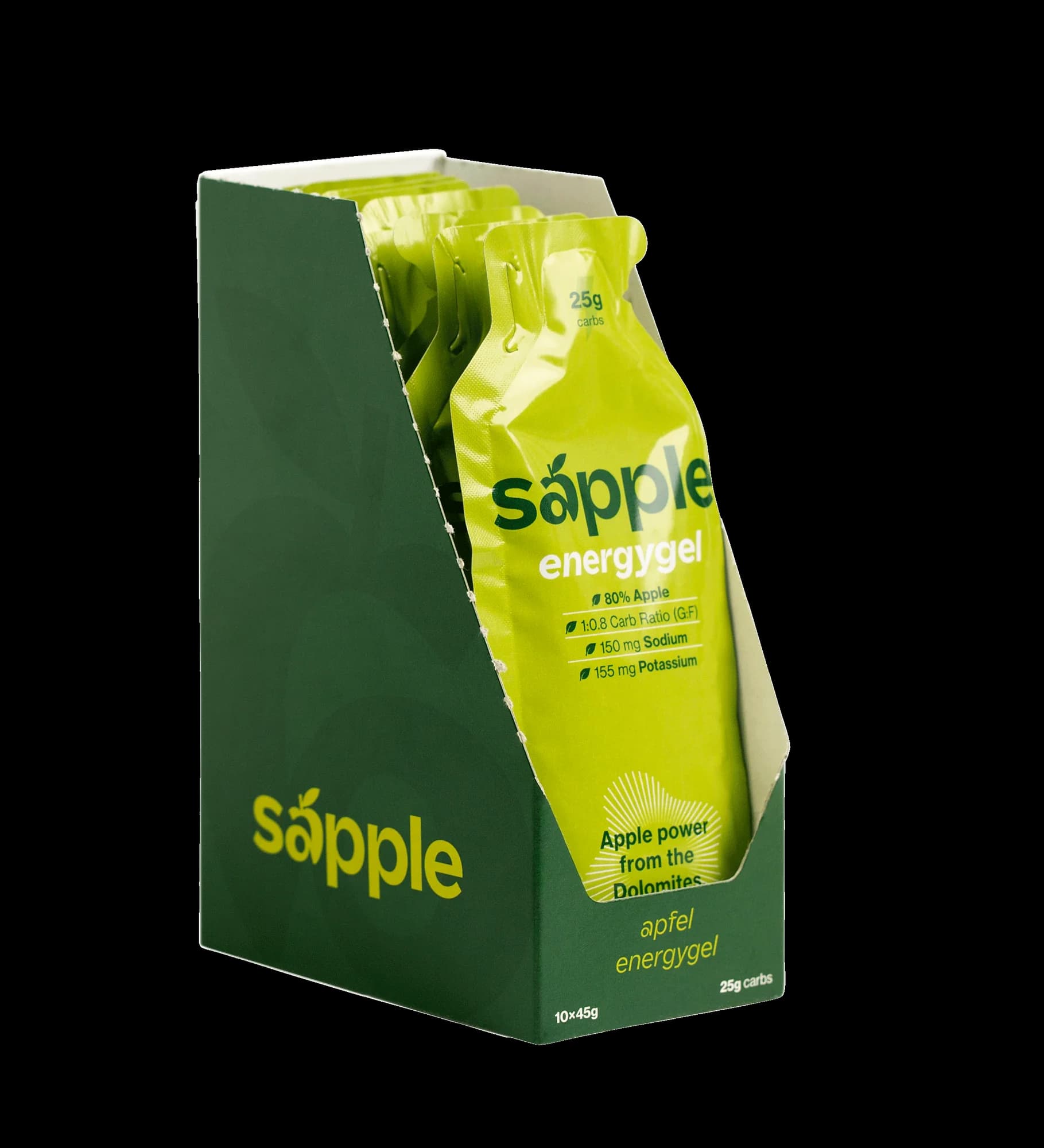 sapple Power 10er Pack, Karton mit 10 Energy Gel Pouches